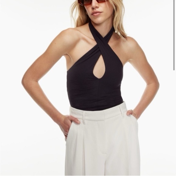 NWOT Aritzia Wilfred Bay Top Cross Front Halter Top - Picture 1 of 7